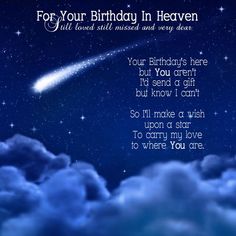 a birthday card with the words for your birthday in heaven