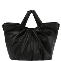 Diona J Smooth Chic Pleated Shaped Handle Crossbody Bag Color Black Style #: Lms-213-Z Measurements: 15.50x5.60x10.00(4.00) Black Satchel With Detachable Handle, Black Crossbody Hobo Bag For Evening, Chic Black Hobo Bag With Removable Pouch, Black Hobo Bag With Detachable Strap For Shopping, Chic Black Hobo Bag With Detachable Handle, Versatile Black Satchel For Evening, Black Handheld Bucket Bag With Handle Drop, Chic Black Hobo Bag With Top Carry Handle, Chic Black Shoulder Bag With Top Carry Handle