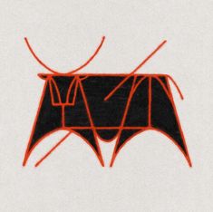 an orange and black bat drawn on white paper