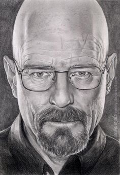 a pencil drawing of a man with glasses and a balding head, looking at the camera