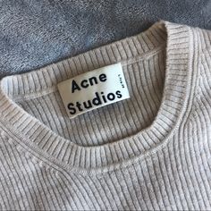 Size M But Form Fitting, Fits Like A Small Worn Only A Handful Of Times, In Mint Condition. Acne Sweatshirt, Acne Sweater, Acne Studios Sweatshirt, Sleeve Sweater, Cream White, Long Sleeve Sweater, Mint Condition, Acne Studios, Mint