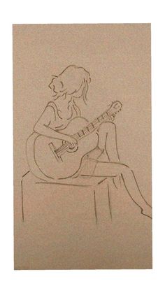 a drawing of a woman playing the guitar