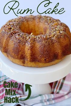 a bundt cake sitting on top of a white plate