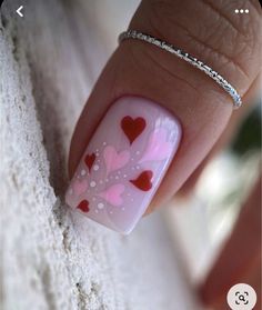 Valentines Nail Art Designs, Unghie Nail Art, Red Valentine, Pinterest Nails