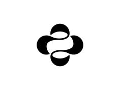 the letter s is made up of two overlapping shapes, one black and one white