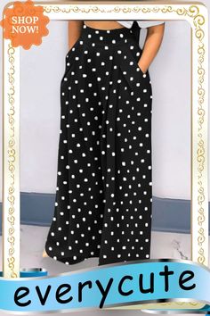 Black Polka Dot Wide Leg Bell-bottomed Pants Bell Bottom Pants, Black Polka Dot, Bell Bottoms, Bottoms Pants, Polka Dot, Polka Dots, Wide Leg, Dots, Pants