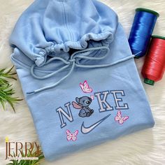 Cute Stitch Disney Nike Embroidered Sweatshirt & Hoodies: Adorable Matching Apparel for Disney Fans Matching Embroidered Hoodies, Nike Embroidered Sweatshirt, Disney Nike, Disney Apparel, Stitch Sweatshirt, Matching Hoodies, Stitch Clothes, Leopard Shirt, New Years Shirts