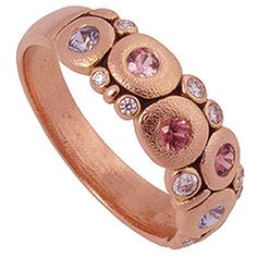 This gorgeous 18K Rose Gold dome band features 6 pink sapphires (approximately 0.50ct total) and 9 White Diamonds (approximately 0.12ct total). Call us at 508-487-0708 for the availability of the sizes! Candy dome ring can be ordered in 18K Yellow Gold as well as Platinum. Custom color gemstone mixes are also available. Call us at 508-487-0708 for any information! Free shipping, no tax on all online orders. #R122RS Alex Sepkus Rings, Candy Dome, Alex Sepkus, Blue Wedding Bouquet, Pink Jewels, Dome Ring, Rose Gold Pink, Fabulous Jewelry, Domed Ring