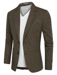 This Men's Herringbone Tweed British Blazer is a timeless classic crafted from luxurious, heavy-weight tweed that is sure to provide warmth and style. It features a unique herringbone pattern and notch lapels for a sophisticated, smart look. Perfect for special occasions and formal events. Material：80%Polyester+20%Wool, Recommend dry-clean Wool lining Button closure Brand Size Size Chest XS 32 34 S 34-36 36 - 38 M 38-40 40 - 42 L 42-44 44 - 46 XL 46-48 48 - 50 XXL 50-52 52 - 54 Business Tweed Sport Coat With Houndstooth Pattern, Classic Tweed Jacket With Houndstooth Pattern For Business, Business Tweed Houndstooth Sport Coat, Classic Houndstooth Tweed Jacket For Business, Brown Houndstooth Sport Coat For Business, Brown Houndstooth Tweed Jacket For Business, Business Plaid Tweed Jacket, Brown Houndstooth Tweed Jacket For Business Casual, Classic Brown Houndstooth Sport Coat