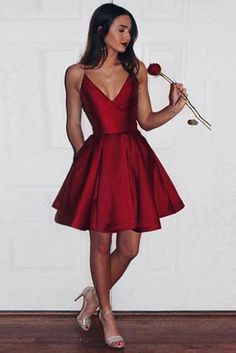 Buy A-Line Spaghetti Straps Short V-Neck Dark Red Satin Homecoming Dress with Pockets JS593 Online – Jolilis Burgundy Homecoming Dress, Burgundy Homecoming Dresses, Burgundy Prom, Short Satin, Cute Homecoming Dresses, Cheap Homecoming Dresses, Satin Homecoming Dress, Prom Dresses With Pockets, Homecoming Dresses Long