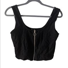 Fashion Nova Black Ribbed Crop Top Tank With Zip Up Front. Silver Zipper. New Never Worn. Excellent Condition Open To Offers! Bundle To Save! Black Top With Zipper Closure For Summer, Black Zipper Closure Top For Summer, Casual Tops With Zipper Closure For Night Out, Black Summer Top With Zipper Closure, Black Crop Top With Zipper For Night Out, Black Grunge Crop Top For Party, Edgy Black Top With Zipper Closure, Alternative Black Crop Top, Black Edgy Tank Crop Top