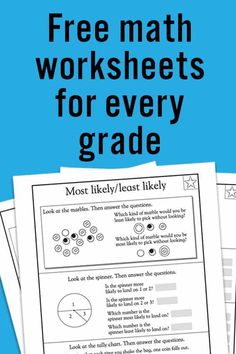 three worksheets for every grade with the text free math worksheets for every grade