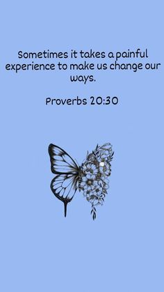 a butterfly with the words proves it takes a painful experience to make us change our ways