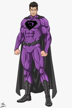 a drawing of a man in a purple costume