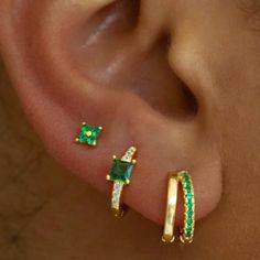 Perfect Double Huggie Earrings With Half Green Cubic Zirconia - So Cute! 18k Gold On 925 Sterling Silver - Hypoallergenic Huggies Measure 1cm In Diameter Dainty Jewelry Everyday Jewelry Gift For Her Gold Double Huggie Earrings With Green Cubic Zirconia 18k Gold Huggie Earrings On Sterling Silver Hypoallergenic Gold Huggie Hoops With Green Stones Stylish Huggie Earrings For Women Green Cubic Zirconia Gold Earrings Huggie Dangle Earrings, Green Earring Stack, Gold And Green Earrings, Jewelry Everyday, Gold Huggie Earrings, Earring Stack, Green Stones, Earrings Green, Huggie Earrings