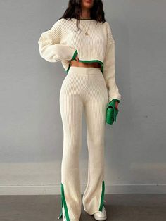 Knit Two Piece Set, Cropped Pullover, Mode Inspo, Looks Vintage, Outfits Casuales, Cropped Sweater, Lany, Look Fashion