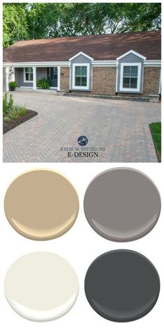 the exterior of a house with different shades of gray, white and beige paint colors