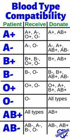 blood type chart with the names and abbreviations for different types of blood in it