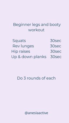 an exercise poster with the words beginner legs and body workout