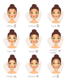 What Hairstyles Suit My Face: Flattering Facial Shapes For Women Heart Shaped Face Women, Square Face Women, Bangs For Heart Shaped Face, Heart Shaped Face, Voluminous Waves, Glasses For Face Shape, Face Shapes Guide, Vector Illustration Character, Contour Makeup Tutorial