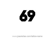 the number 69 is written in black on a white background