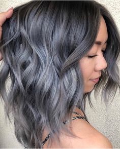 Lavender Grey Hair Balayage, Ash Purple Balayage Gray Hair, Steel Gray Hair, Lavender Grey Hair Short, Silver Lavender Hair Balayage Dark Roots, Smokey Lilac Hair, Silver Hair Short, Ash Gray Hair Color, Ash Grey Hair