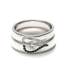 BOGO 40% OFF (Code: H40) Silver Couple Rings, Matching Ring Set, Angel Wings Jewelry, Silver Jewelry Set, Wing Jewelry, Sparkle Jewelry, Silver Jewellery Sets, Matching Rings, Couple Rings