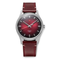 Red Star 3-Hand Dress Watch with Burgundy Dial and Mechanical Movement #8598-R Zoom Red Watches Women, Red Star Logo, Hand Dress, Everyday Watch, Red Watch, Star Watch, Rolex Explorer, Hand Watch, Star Logo