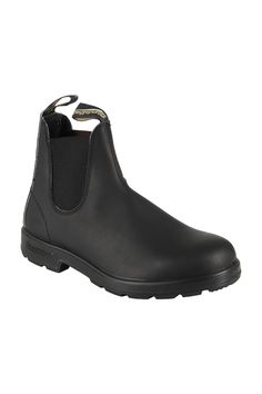 Leather boot - Blundstone - Black color - Rubber sole - Black color elastics Rugged Black Chelsea Boots For Outdoor, Black Rugged Chelsea Ankle Boots, Rugged Black Chelsea Ankle Boots, Black Rugged Ankle Chelsea Boots, Rugged Black Chelsea Boots With Rubber Sole, Classic Black Waterproof Chelsea Boots, Classic Waterproof Black Chelsea Boots, Classic Black Insulated Boots, Blundstone Black