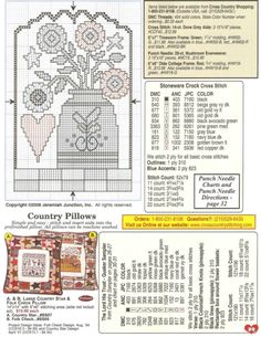 an image of a cross stitch pattern for a vase with flowers and hearts on it