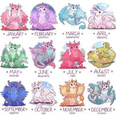 zodiac signs with different animals in them and the date for each sign on their chest