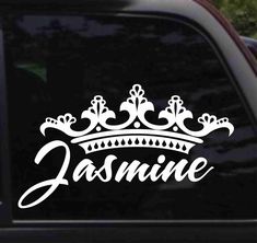 a car that has the word's name on it and a crown in white