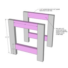 the plans for an easy diy kids's table and chair are shown with measurements