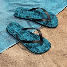 Retro Tiki Hawaii Sky Blue Unisex Tropical Flip-Flops Let your feet breathe! With a high quality print, these Flip Flops are a must have item on the beach, around the house or to brighten up a special outfit on hot summer days. .: 100% Rubber .: Multiple sizes .: Textured black thong strap .:IMPORTANT! Runs bigger than usual 80s Flip Flops, Cheap Fun Blue Flip Flops, Playful Blue Beach Flip Flops, Summer Beach T-strap Flip Flops, Tiki Hawaii, Spring Beach T-strap Flip Flops, Pool Shoes, Vintage Tiki, Retro Mid Century Modern