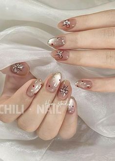 Short Korean Nails, Coquette Nail, Nail Korea, Nail Noel, Korean Nails, Xmas Nails, Nail Designs Spring, Bling Nails