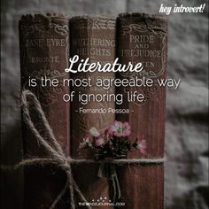 two books tied up to each other with the words literature is the most agreeable way of ignoring life