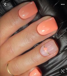 Gelish Nails Colors Summer 2024, Cute Peach Nails, Summer Wedding Nails Guest, Clean Summer Nails, Peach Nails With Designs, Summer Coral Nails, Opi Polish Colors, Vaca Nails, Summertime Nails