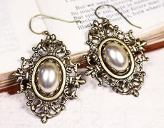 Please choose your preferred color from the color chart and locate it in the drop-down box in this product listing. Ren Faire Wedding, Ornate Earrings, Victorian Drop Earrings, Drop Earrings Bridal, Multiple Earrings, Antique Filigree, Jewel Colors, Earring Hook, Filigree Earrings