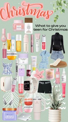 a collage of christmas items with the words what's give you teen for christmas