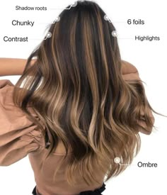 Chunky Highlights With Root Smudge, Brown With Chunky Caramel Highlights, Chunky Ombre Highlights, Boxy Highlights Hair, Chunky Balayage Highlights, Thick Weave Highlights, Balayage Chunky Highlights, Ash Brown Chunky Highlights, Blonde Streaks In Brown Hair Highlights