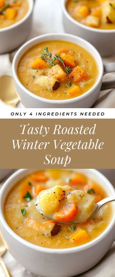 Image for Tasty Roasted Winter Vegetable Soup Winter Recipe Vegetarian, Winter Vegetarian Soup Recipes, Winter Veggie Soup, Winter Veg Soup, Root Vegetable Recipes Soup, Winter Soup Vegetarian, Antioxidant Soup Recipes, Winter Vegetable Soup Recipes, Root Veggie Soup