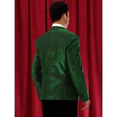 Shiny blazers are perfect for formal celebrations such as weddings, galas, fashion events or dinner events, adding an element of luxury to your outfit. Pair the blazers with dress pants and a button-down shirt for an elegant yet fashion look. Also a good gift for your father, friends, and husband. Mens Green Velvet Blazer Outfit, Green Single Breasted Tuxedo Blazer, Green Velvet Suit Jacket Men, Green Velvet Dinner Jacket Men, Luxury Green Single-breasted Tuxedo, Blazer With Dress, Floral Print Blazer, Printed Blazer, Striped Blazer