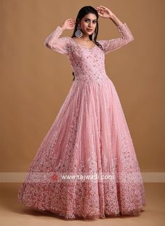 Wedding Wear Sequins Net Gown... Saree Gown Designer, Net Gown, Fashionable Saree, Designer Bridal Lehenga Choli, Net Gowns, Pakistan Dress, Frock Designs