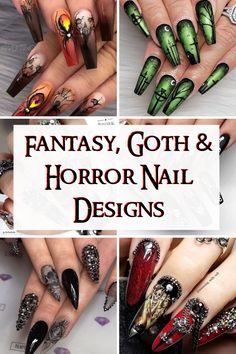 Dark Gothic Nail Designs, Elegant Gothic Nails, Nail Designs Gothic, Gothic Gel Nails, Gothic Stilleto Nails Designs, Gothic Nail Designs Ideas, Goth Nail Art Designs, Dark Themed Nails, Halloween Wedding Nails For Bride