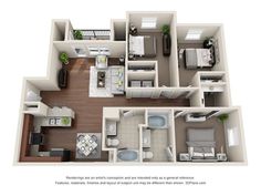 the floor plan for a two bedroom apartment with an attached kitchen and living room area