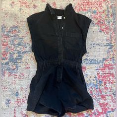 Zara Black Denim Jumpsuit Never Worn S Perfect For Game Day! Super Cute!! Chic Black Denim Jumpsuit, Trendy Black Sleeveless Denim Jumpsuit, Chic Fitted Cotton Shortalls, Black High Rise Denim Jumpsuit For Spring, Chic Black Denim Jumpsuit With Pockets, Black High Rise Fitted Denim Jumpsuit, Black High-waisted Denim Jumpsuit With Pockets, Black High-rise Fitted Denim Jumpsuit, Black High Waist Denim Jumpsuit For Summer