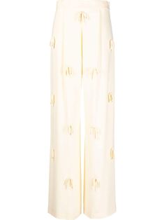 cream white bow detailing high waist wide leg Wide Trousers, Viktor Rolf, Viktor & Rolf, White Bow, Cream White, Wide Leg Pants, Wide Leg, High Waist, Trousers