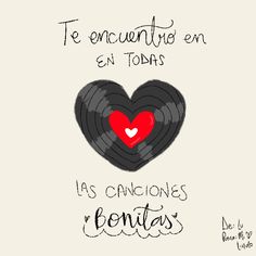 a red heart is surrounded by black and white spirals with the words,'la canciones de bontas '