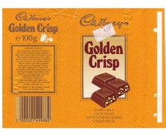 golden crisp bar wrapper with chocolate