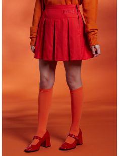 Scooby-Doo! Velma Pleated Skirt Mystery Gang, Scooby Gang, Velma Dinkley, Groovy Font, Halloween 2023, Purple Skirt, Pleated Skirts, Plus Size Fits, Red Skirts